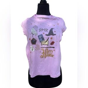 Harry Potter Girls Graphic Tee Pink M Magical Icons, Glitter Logo Wizardry Shirt